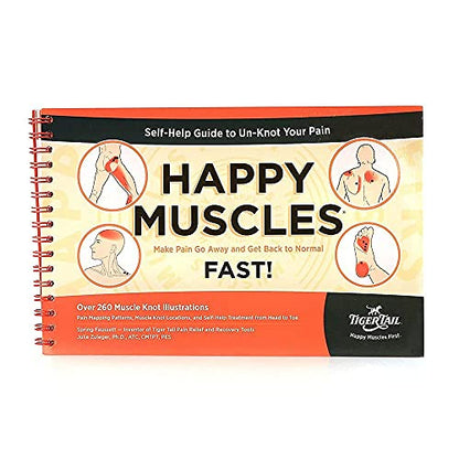 Tiger Tail Bundle: 18in Portable Massage Stick Portable Roller + Happy Muscles Book