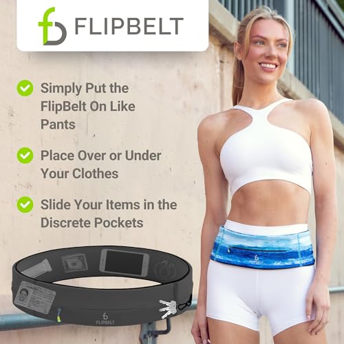 FlipBelt Zipper Running Belt, Waist Pack for Fitness and Running, US Company - color: Carbon, size: Small