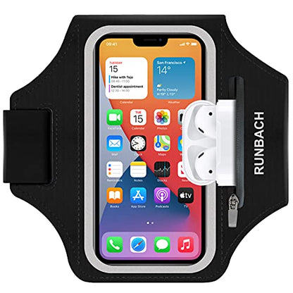 Armband for Samsung Galaxy S26 Ultra/S25 Ultra/S24 Ultra/S23 Ultra/S22 Ultra/S21 Ultra/S20 Ultra/S26+/S25+/S24+/S23+/S22+/S21+/S20+/S10+/S9+/S8+, with Zipper Pocket for for Galaxy Buds (Black) - color: Black