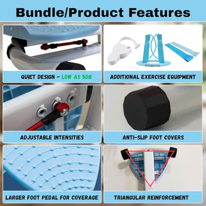 Ultra-Quiet Waist Twisting Exercise Bundle - Ab Twister Board With 2 Resistance Bands, 1 Length Adjustable Jump Rope, an Automatic Waist Measuring Tool and Workout Guide - Made with ABS/PP Plastic Foot Pedals and a Steel Base - High Durability - Workout B