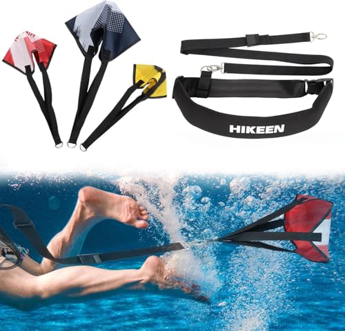 Hikeen Swimming Parachute Resistance Set Training Equipment with 3 Parachute & Adjustable Length Swim Belts for Adults - style: 2 Set