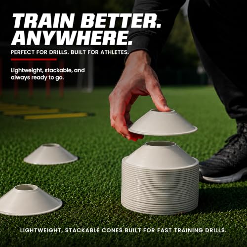 American Challenge Mini Disc Cones, Soccer Cones for Sports, Set of 25 - color: White (25 mini cones)