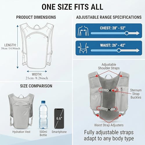 Running Hydration Vest Backpack, Breathable Mesh Backpack,with Water Bladder for Hiking, Trail, Running, Marathons, Cycling