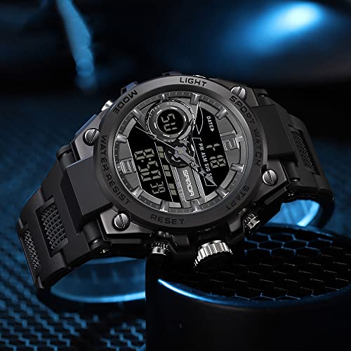 KXAITO Men's Watches Sports Outdoor Waterproof Military Watch Date Multi Function Tactics LED Alarm Stopwatch - color: 6092_Black 08