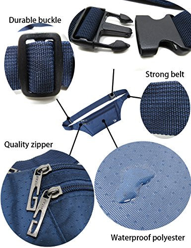 Naoki Outdoor Sports Running & Jogging & Travel Waterproof Utralthin Waist Pack/Bag Runner Belt - color: Navy
