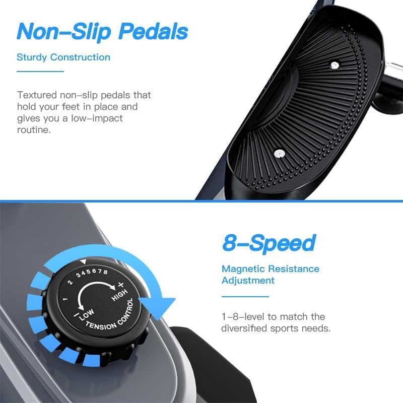 Under Desk Elliptical,Quiet Under Desk Elliptical，Standing Position Ellipse Leg Exerciser As Seen on Tv，Adjustable Speed Elliptical Exercise Machine ，Pedal Exerciser Under Desk Bike for Home Office