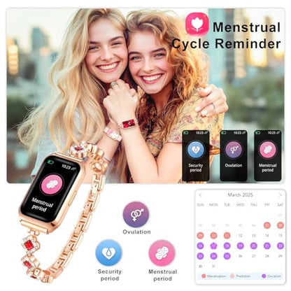 1.47" Smart Sports Watch, 10-Day Battery, IP68 Waterproof - color: Rose Gold-Red
