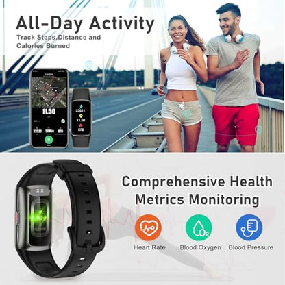 Fitness Tracker with 24/7 Heart Rate, Blood Oxygen, Sleep Tracker, 1.47''Waterproof Fitness Watch, Activity Tracker with Step Tracker for Women Men - color: Black
