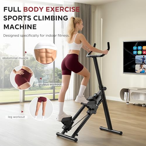 soges Stair Stepper w/Handlebar, Folding Vertical Aerobics for Home, Black