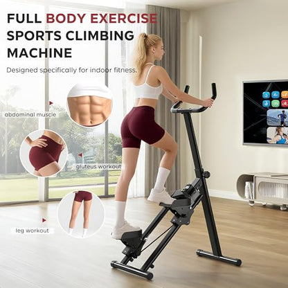 soges Stair Stepper w/Handlebar, Folding Vertical Aerobics for Home, Black