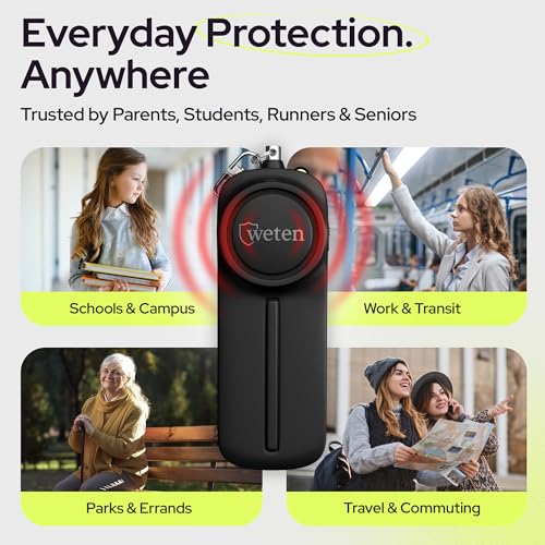 Personal Safety Alarm Keychain for Women, 130dB Siren, 2 Pack Black - color: F - Black&Black