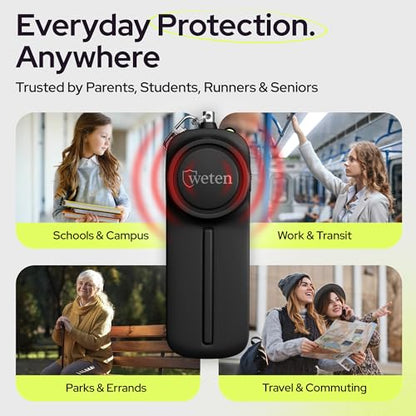 Personal Safety Alarm Keychain for Women, 130dB Siren, 2 Pack Black - color: F - Black&Black