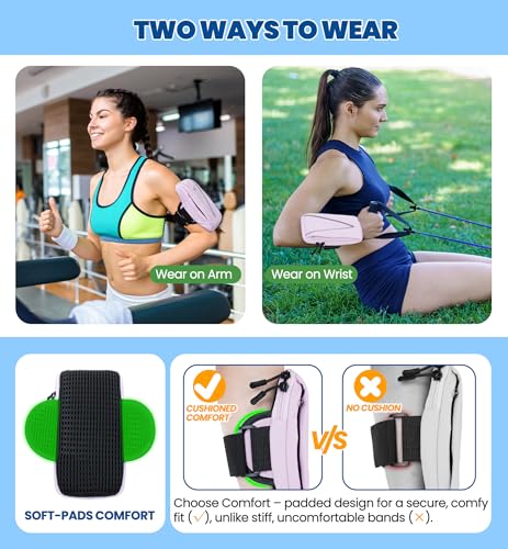 HiRui Cell Phone Holder Arm Bag & Wrist Bag for Phone, Sports Running Armband for Gym & Cycling, Compatible with iPhone 17/17Pro/Plus/16/15 Samsung Galaxy All Phones, Reflective & Adjustable (Purple) - color: Purple