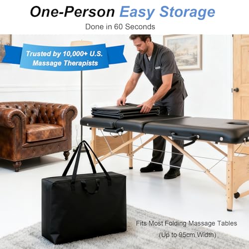Qivine Upgrade Massage Tables Bag, 28-37 Inch Portable Spa Bed Lightweight Bag, Physical Therapy Table Carry Case with Durable Zipper Tear-Resistant Oxford for Folding Table