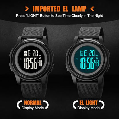 OLAZONE Digital Watches Men Ultra-Thin Minimalist Sports Waterproof with Wide-Angle Display Rubber Strap Wrist Watch for Men