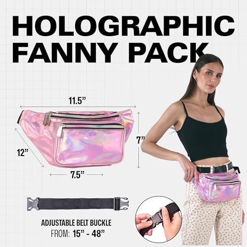 SoJourner Waterproof Holographic Fanny Pack, Pale Pink - color: Holographic Pale Pink