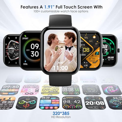 KEEPONFIT Smart Watches for Women Android/iPhone, IP68 Waterproof Fitness Tracker with Bluetooth Calls(Answer&Make), Activity Pedometer/Heart Rate/SpO2 Monitor/100+ Sports Model (W20 Black)