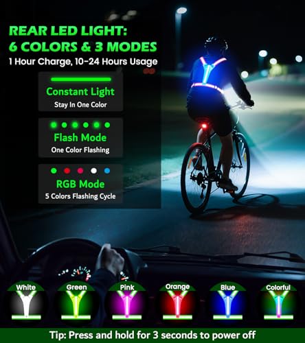 Running Lights for Runners,90°Adjustable LED Reflective Vest Running Gear,Rechargeable Chest Light Up Running Vest Night Walking Safety Gear for Night Walking/Cycling/Jogging - color: Pink
