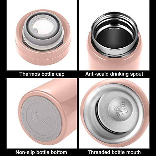 10oz Mini Water Bottle Stainless Steel Thermos Small Flask - Insulated Vacuum, Leak Proof, Keeps Drinks Hot/Cold - Ideal for Coffee, Tea, Water - Pink - color: Pink, size: 9.5 Ounces