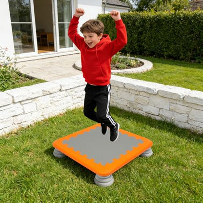 Square Kids Trampoline Bounce Board Indoor Outdoor Balance Toy Orange