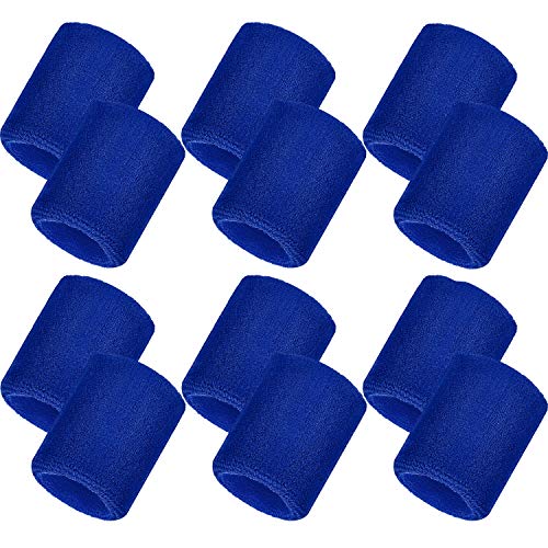 Bememo 12 Pcs Sweatbands Wrist Bands - color: Blue, size: 3.15 Inch