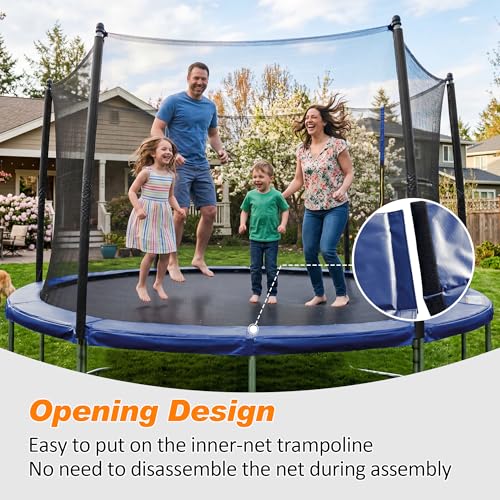 Exacme Trampoline Pad Replacement 16 15 14 13 12 10 8 Foot, Waterproof Safety Spring Cover Round Frame Pad, No Hole for Pole - color: Blue, size: Fit 10FT Frame Only, style: With Opening Design