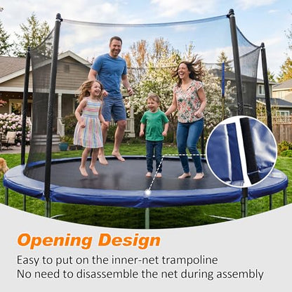 Exacme Trampoline Pad Replacement 16 15 14 13 12 10 8 Foot, Waterproof Safety Spring Cover Round Frame Pad, No Hole for Pole - color: Blue, size: Fit 10FT Frame Only, style: With Opening Design