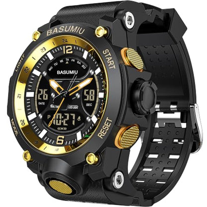 Military Digital Watches for Men Waterproof Work Mens Watch Sports - color: J-Gold3