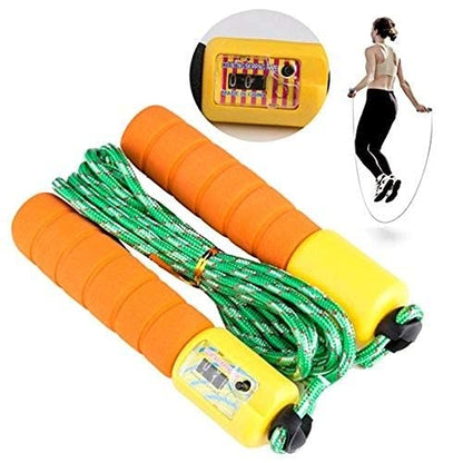 Plastic Adjustable Jump Rope with Counter for Fitness Training, Skipping Rope for Men & Women - color: Orange
