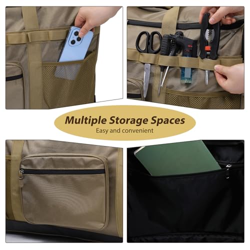 REDCAMP 85L/120L/140L Foldable Duffle Bag with Wheels, Large Travel Duffel Bag - color: Khaki