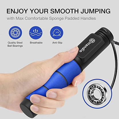 Jump Rope, H Handio Jump Rope with Counter, Workout Jumping Rope with Steel Ball Bearings, Adjustable Length Speed Skipping Rope for Men Women Kids Home Gym, Crossfit, Fitness Exercise - color: Blue