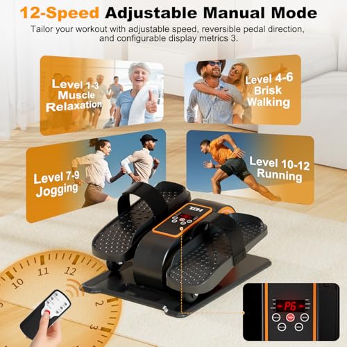 TDH Under Desk Elliptical Machine Leg Exerciser Electric - color: Orange