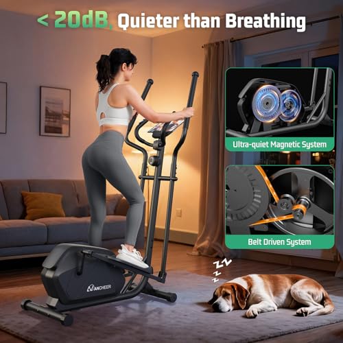 ANCHEER Elliptical Machine for Home,Hyper-Quiet Magnetic Elliptical Trainer - color: Dark