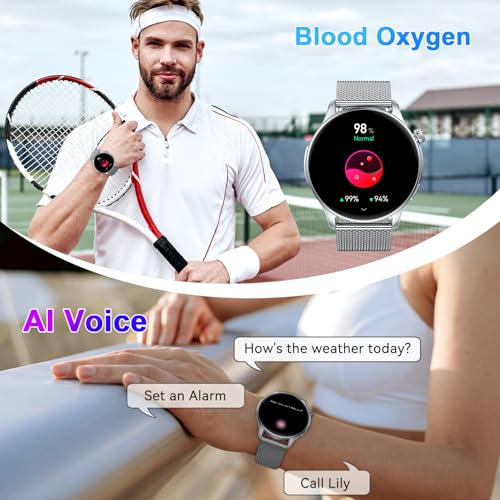 Smart Watch for Men Women Fitness: Make Answer Call Running Digital Mens Watches Waterproof Smartwatch Android Phone iPhone Samsung Compatible Heart Rate Sleep Monitor - color: Silver