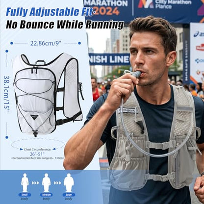 Running Hydration Vest Backpack with 1.5L Bladder for Men Women - color: grey, size: with hydration