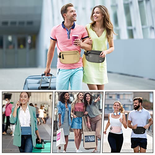 MoKo Travel Money Belt with RFID Blocking, Hidden Slim Wallet, Pink - color: Pink, size: Waist for 24"-38"
