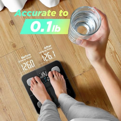 RunStar Smart Scale for Body Weight, High Accuracy Digital Bathroom Scale with Large Display for BMI Muscle Mass Heart Rate, 22 Body Composition Analyzer Sync with Fitness App, 400lb
