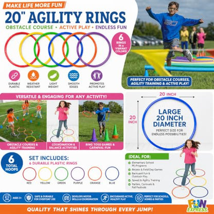 Fun Express Obstacle Course Agility Rings, 20 Inch, Set of 6