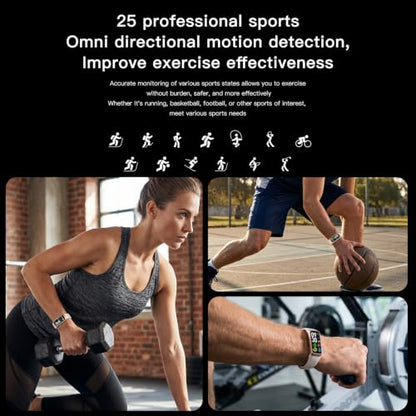 Fitness Smart Watch 1.10 Inch AMOLED HD Screen, 25 Sport Modes, 5ATM Waterproof, Heart Rate Blood Pressure Sleep Tracker, Magnetic Charging Smart Bracelet for Men Women(White) - color: White