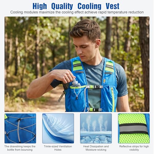 Cooling Running Vest with 3 Cooling Plates for Women Men, Dark Blue - color: Dark Blue, size: One Size