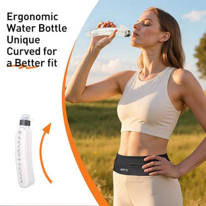 AGPTEK Adjustable Running Belt with Water Bottle, Slim Hydration Fanny Pack for Men Women, No-Bounce Waist Pouch for Running, Gym, Hiking, Workout, Money Belt for All Phones & Essentials, L - size: Large