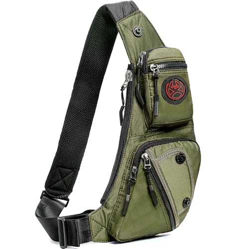 NICGID Sling Bag Chest Shoulder Backpack Crossbody Daypack for Men Women - color: Army Green-2620n