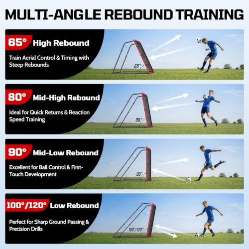 Haokelball 12x6/6x4 FT Soccer Goal for Backyard Portable Metal Frame - color: Red and Black