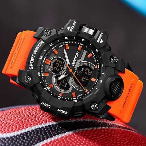 FANMIS Men Sports Outdoor Watch Analog Digital Multifunctional Black Watch - color: X Red