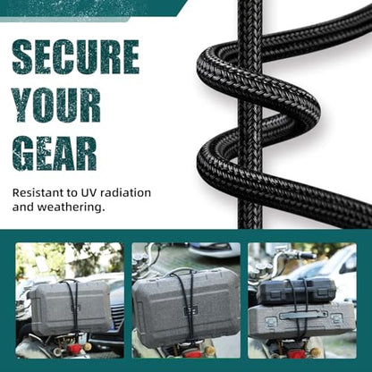 Strong and Durable Bungee Cord - 3/8" x 100ft Elastic Cord, Kayak Stretch String Rope, Bungee Shock Cords for Repairing Tent Poles, DIY, Tie Downs, Black - size: 3/8" x 100ft