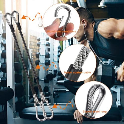 2PCS Gym Cable Extension,Replacement Cable Machine Accessories,Cable Pulley Attachments for Gym -Thick 5mm(0.2inch) Heavy Duty Steel Wire Rope for Home Gym Cable, Leg Extensions Machine - size: 29.5 inch (2PCS)