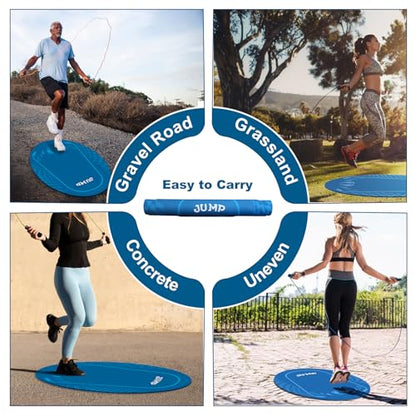 Jump Rope Mat Outdoor Indoor,Oval 52'' x 36'' Non-slip Fitness Exercise Mat - color: Navy