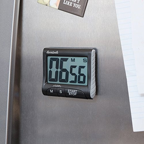 Lavatools KT1 Digital Kitchen Timer & Stopwatch, Large Display, Bold Digits, Simple Operation, Loud Alarm, Magnetic Kickstand for Cooking and Classroom - color: Milk