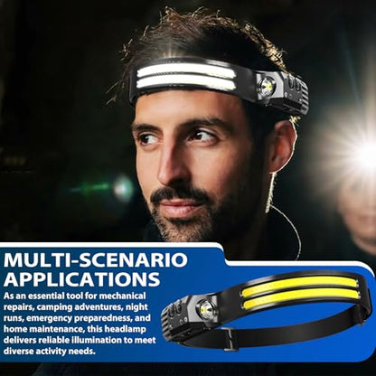 Rechargeable Headlamps 12 Pack, LED Headlight 230° Ultra Wide Beam, 6 Modes Waterproof Head Lamp, Hands-Free Forehead Light for Camping, Hiking, Running, Outdoor Gear
