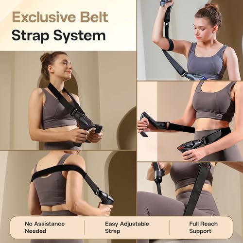 3-in-1 Detachable Deep Tissue Massage Gun with Long Extension Handle for Self-Back Massage and Pain Relief, 4 Massage Heads, 12 Speeds, Muscle Massager for Back, Shoulders, and Neck